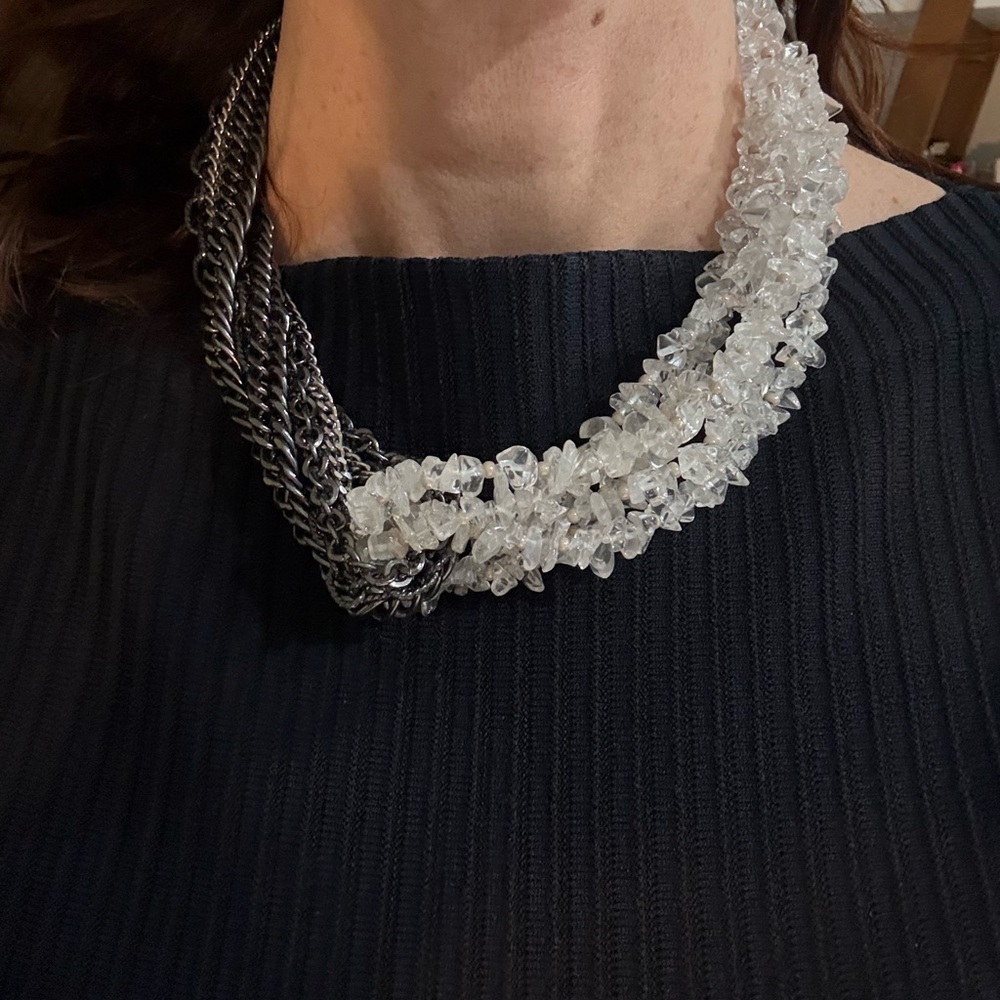 Statement Crystal and Chain Necklace